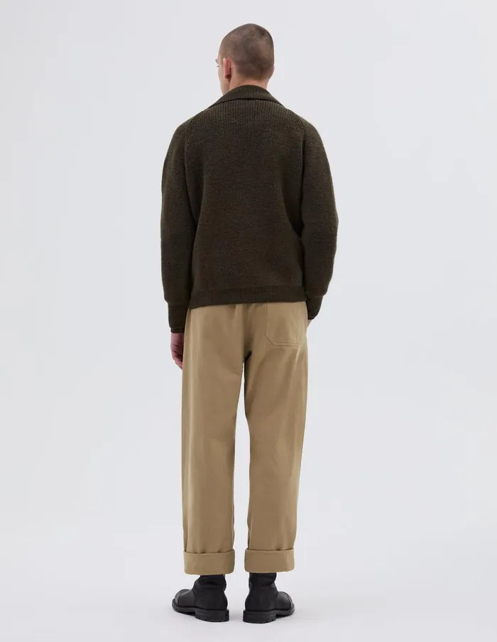 Men Mhl Collared Cardigan Dark Olive Margaret Howell Knitwear
