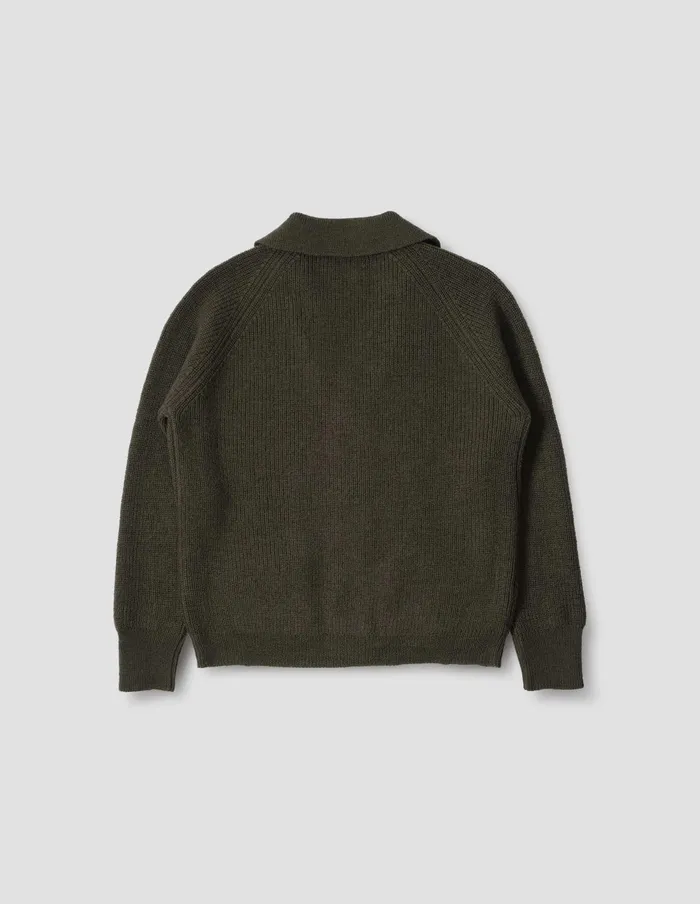 Men Mhl Collared Cardigan Dark Olive Margaret Howell Knitwear