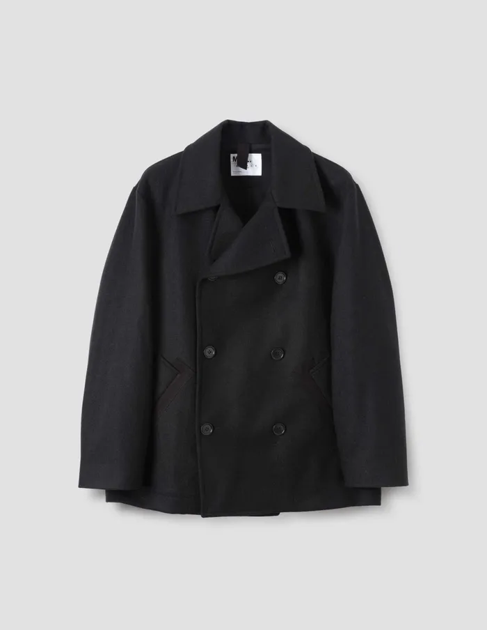 Men Mhl Pea Coat Black Margaret Howell Jackets and Coats