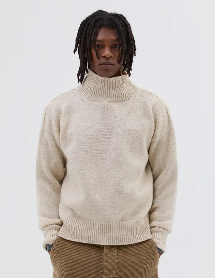 Men Mhl T Shape Roll Neck Light Natural Margaret Howell Knitwear