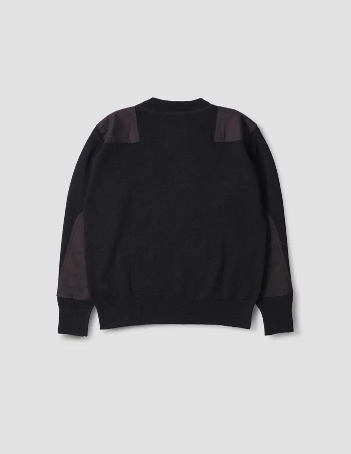 Men Mhl Woven Patch Crew Ink Margaret Howell Knitwear
