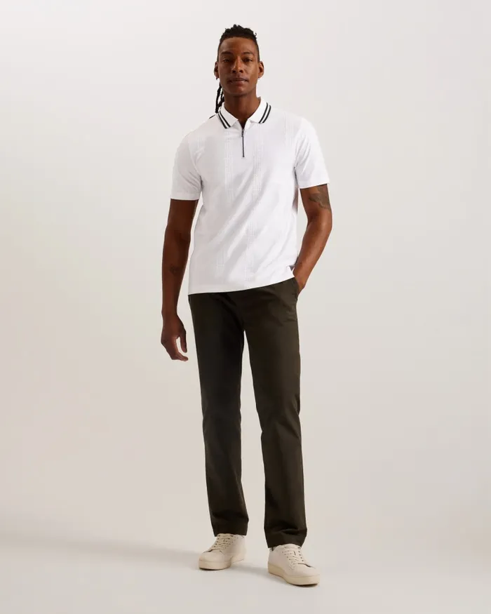 Men ORBITE 8211 Slim Fit Jacquard Zip Polo Shirt White Ted Baker Polo Shirts Men ORBITE 8211 Slim Fit Jacquard Zip Polo Shirt White Ted Baker Polo Shirts