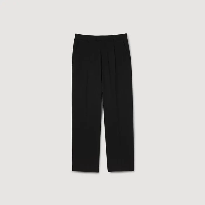 Men Pants and Shorts SANDRO Wideleg Wool Trousers Black