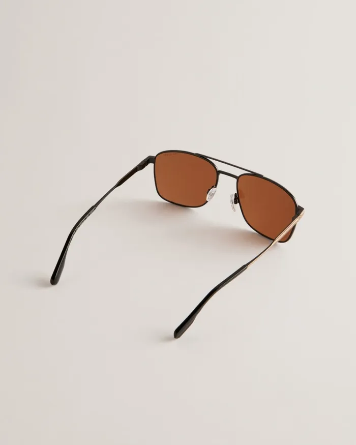Men PETIIER 8211 Metal Frame Navigator Sunglasses Antique Gold Ted Baker Sunglasses