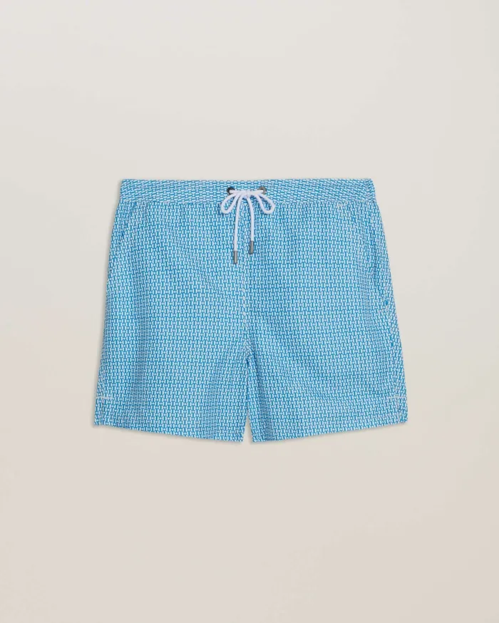 Men POPOV 8211 Geometric Swim Shorts Bright Blue Ted Baker Swimwear and Beachwear