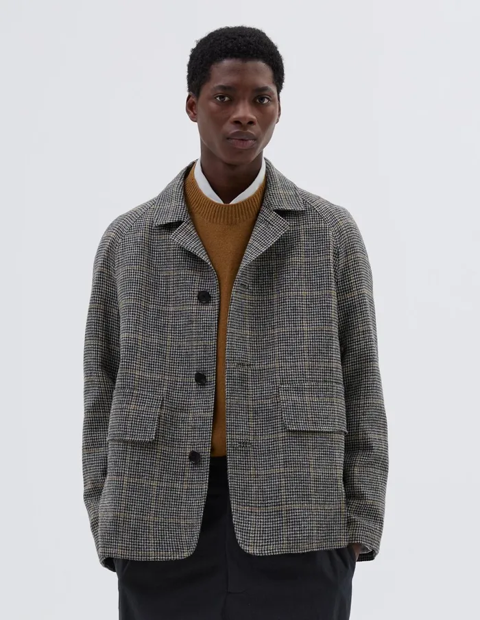 Men Raglan Blazer Black Light Grey Margaret Howell Jackets and Coats
