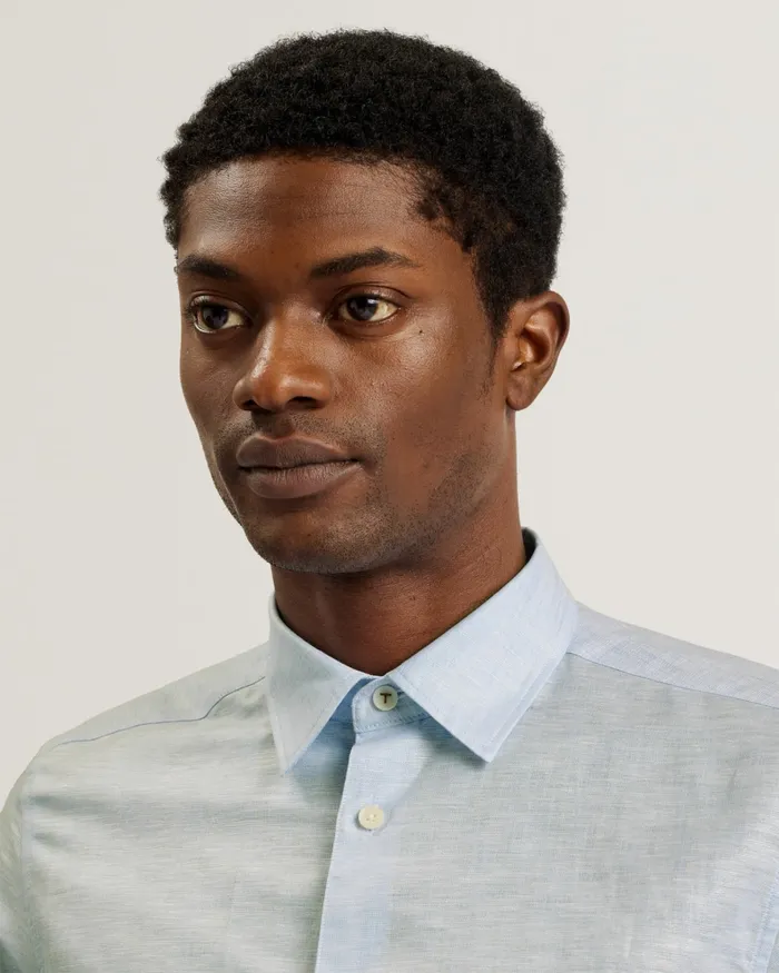 Men ROMEOS 8211 Long Sleeve Linen Cotton Shirt Light Blue Ted Baker Shirts Men ROMEOS 8211 Long Sleeve Linen Cotton Shirt Light Blue Ted Baker Shirts