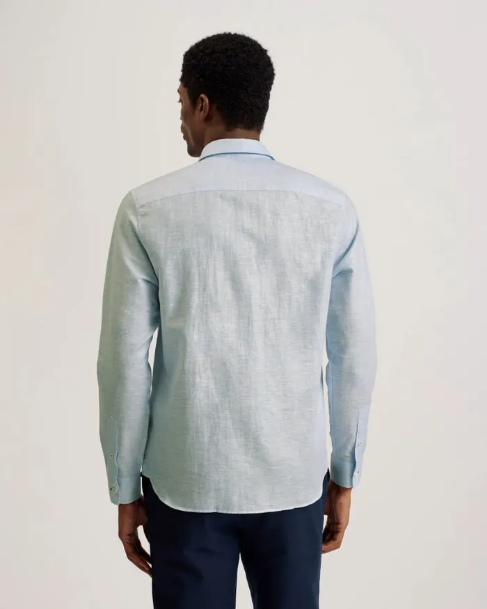 Men ROMEOS 8211 Long Sleeve Linen Cotton Shirt Light Blue Ted Baker Shirts Men ROMEOS 8211 Long Sleeve Linen Cotton Shirt Light Blue Ted Baker Shirts