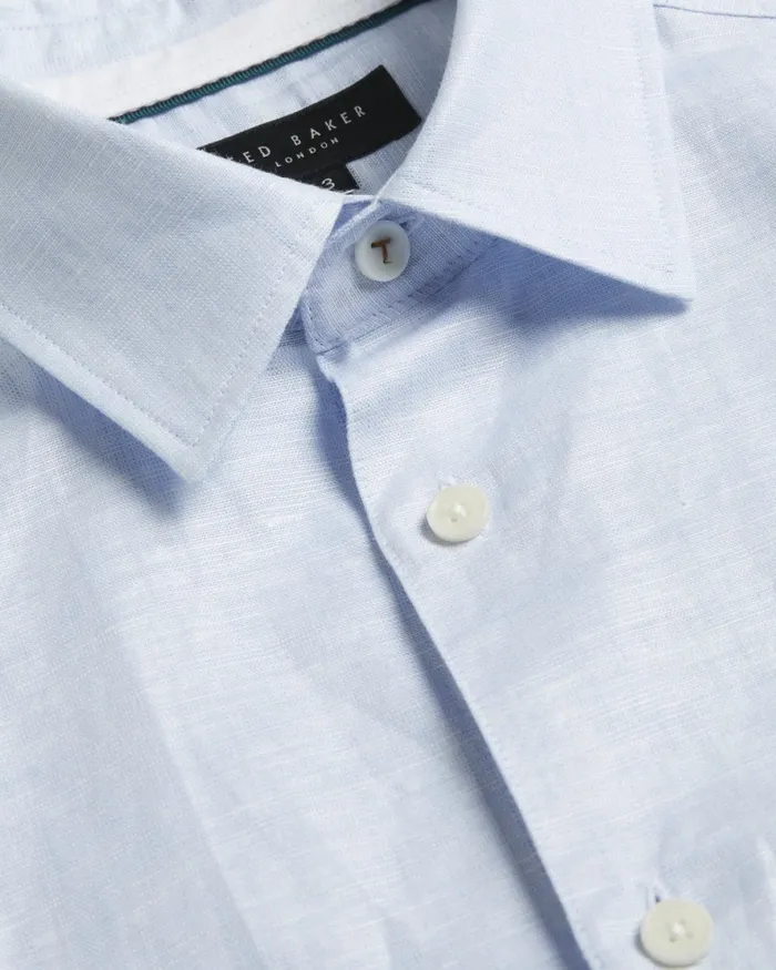 Men ROMEOS 8211 Long Sleeve Linen Cotton Shirt Light Blue Ted Baker Shirts Men ROMEOS 8211 Long Sleeve Linen Cotton Shirt Light Blue Ted Baker Shirts