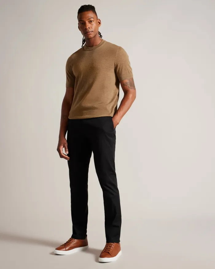 Men SENTI 8211 Short Sleeve Knitted TShirt Dark Tan Ted Baker Jumpers and Knitwear Men SENTI 8211 Short Sleeve Knitted TShirt Dark Tan Ted Baker Jumpers and Knitwear