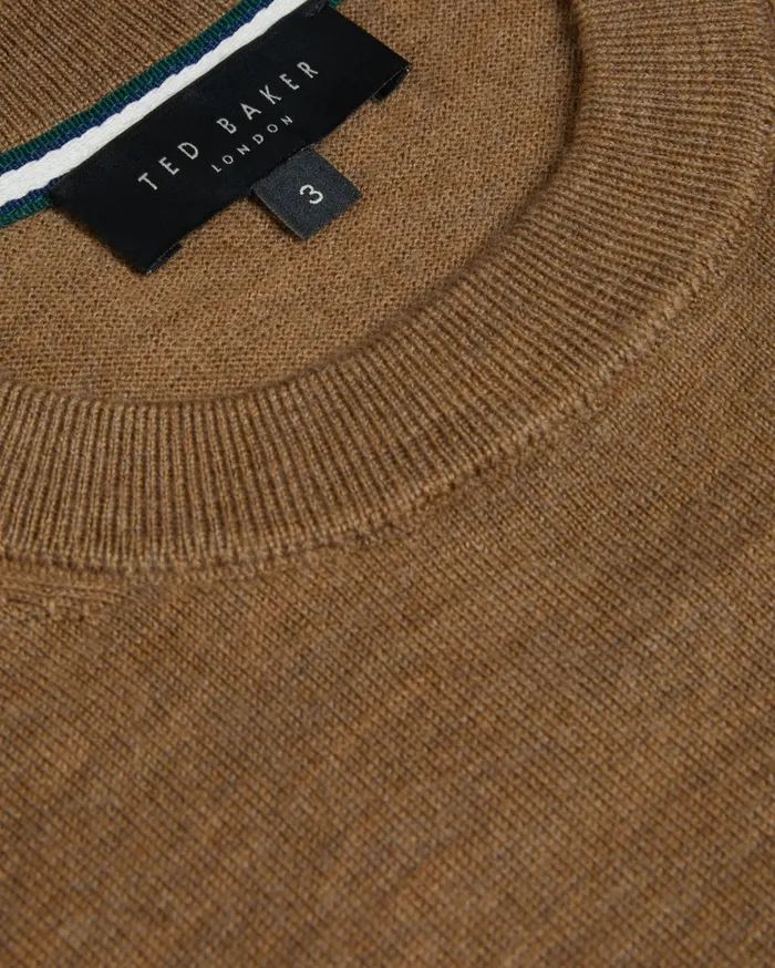Men SENTI 8211 Short Sleeve Knitted TShirt Dark Tan Ted Baker Jumpers and Knitwear Men SENTI 8211 Short Sleeve Knitted TShirt Dark Tan Ted Baker Jumpers and Knitwear