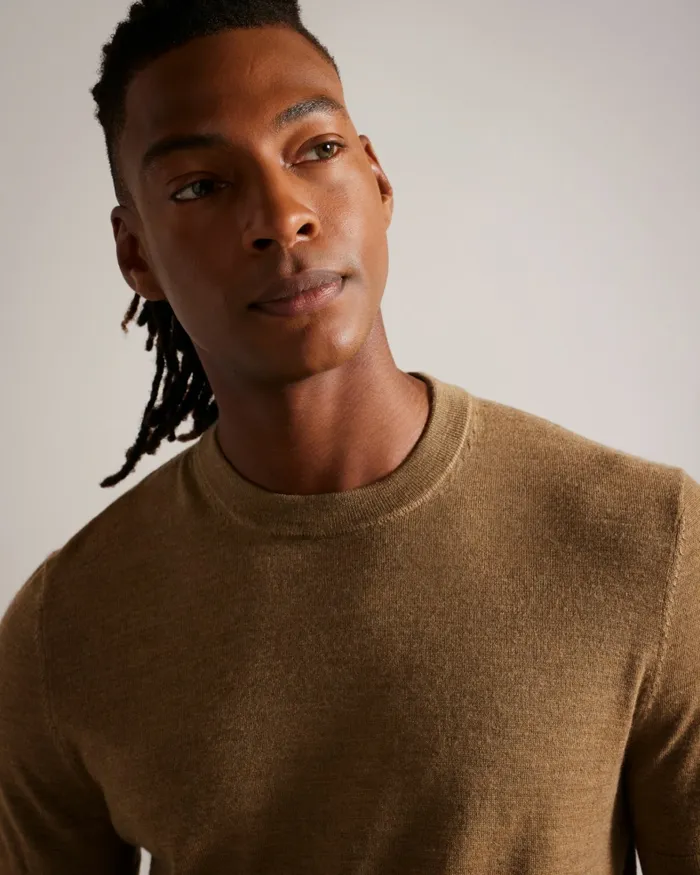 Men SENTI 8211 Short Sleeve Knitted TShirt Dark Tan Ted Baker Jumpers and Knitwear Men SENTI 8211 Short Sleeve Knitted TShirt Dark Tan Ted Baker Jumpers and Knitwear