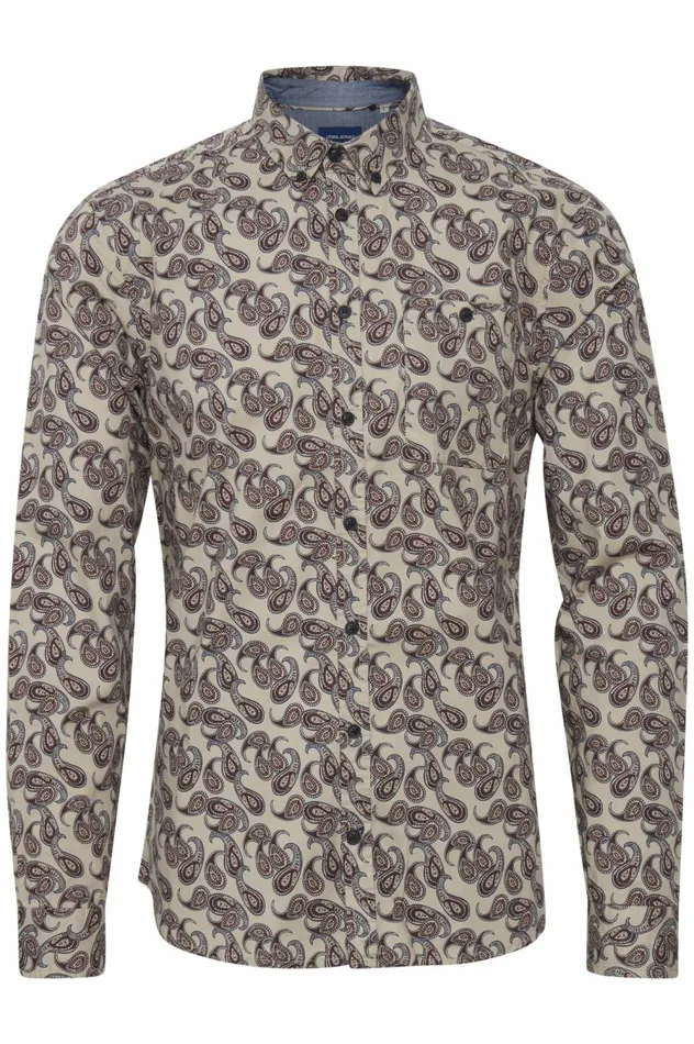 Men Shirts Blend Long Sleeved Shirt Crockery