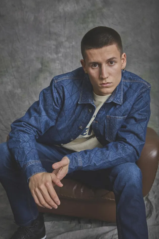 Men Shirts Blend Long Sleeved Shirt Denim Dark Blue
