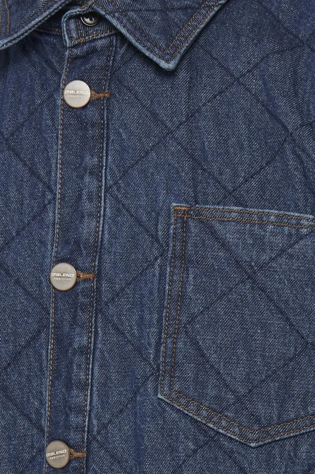 Men Shirts Blend Long Sleeved Shirt Denim Dark Blue