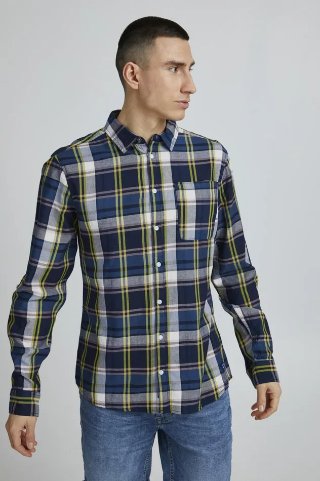 Men Shirts Blend Long Sleeved Shirt Dutch Blue