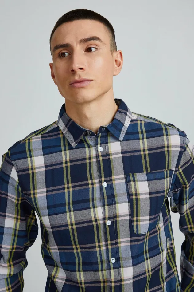 Men Shirts Blend Long Sleeved Shirt Dutch Blue