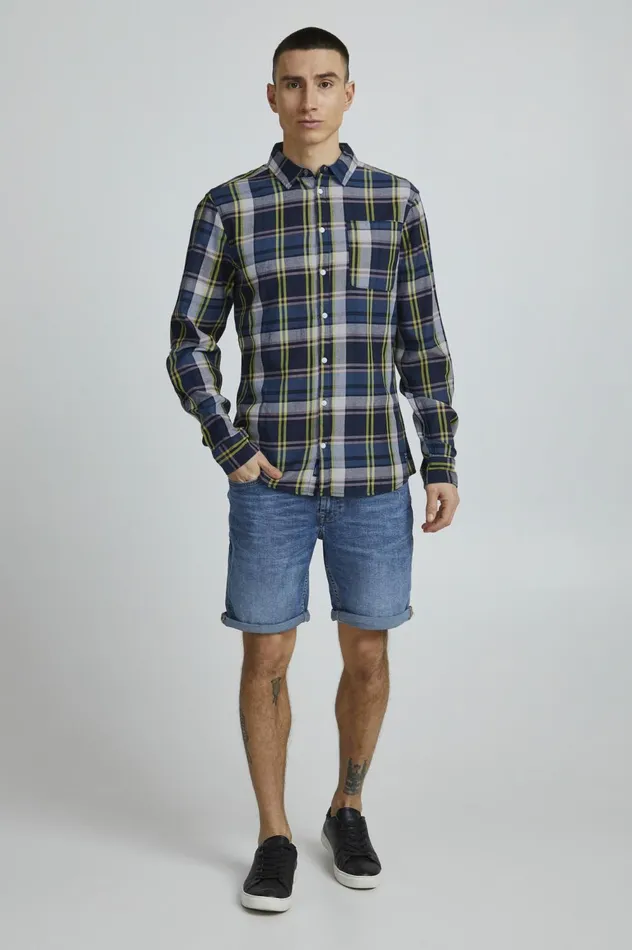 Men Shirts Blend Long Sleeved Shirt Dutch Blue