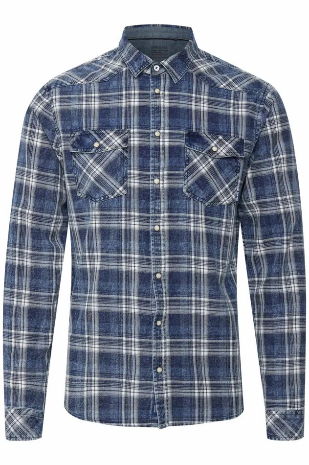 Men Shirts Blend Long Sleeved Shirt Ensign Blue