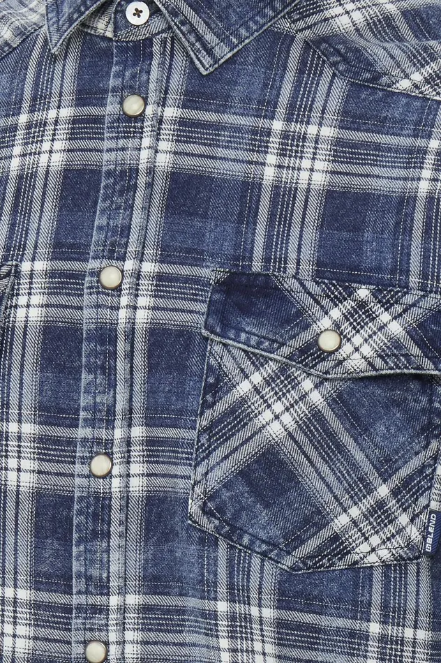 Men Shirts Blend Long Sleeved Shirt Ensign Blue