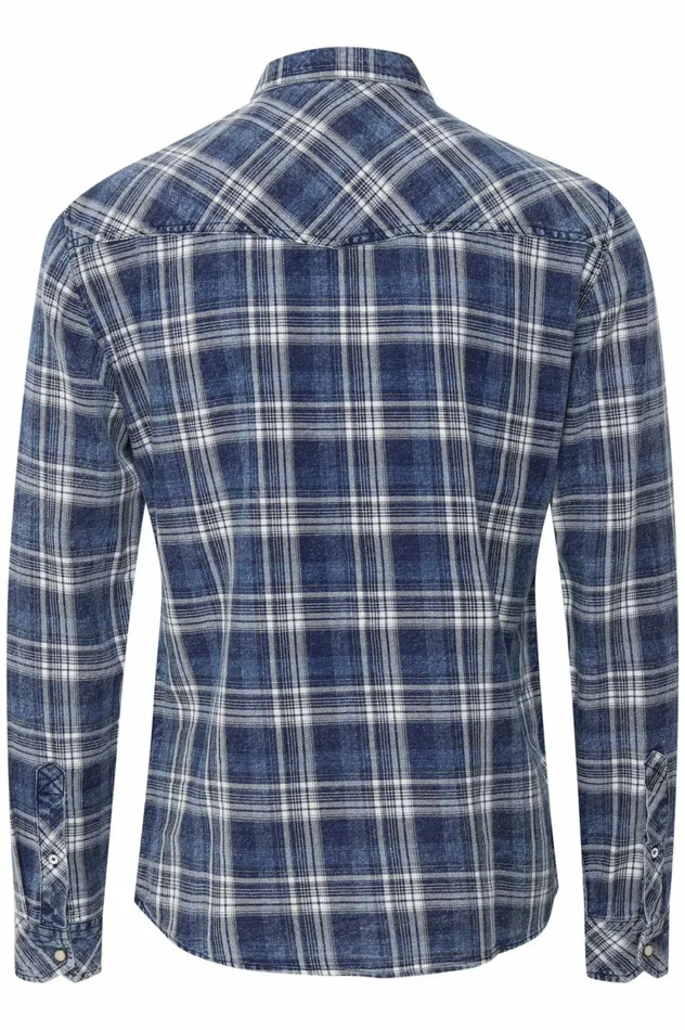 Men Shirts Blend Long Sleeved Shirt Ensign Blue