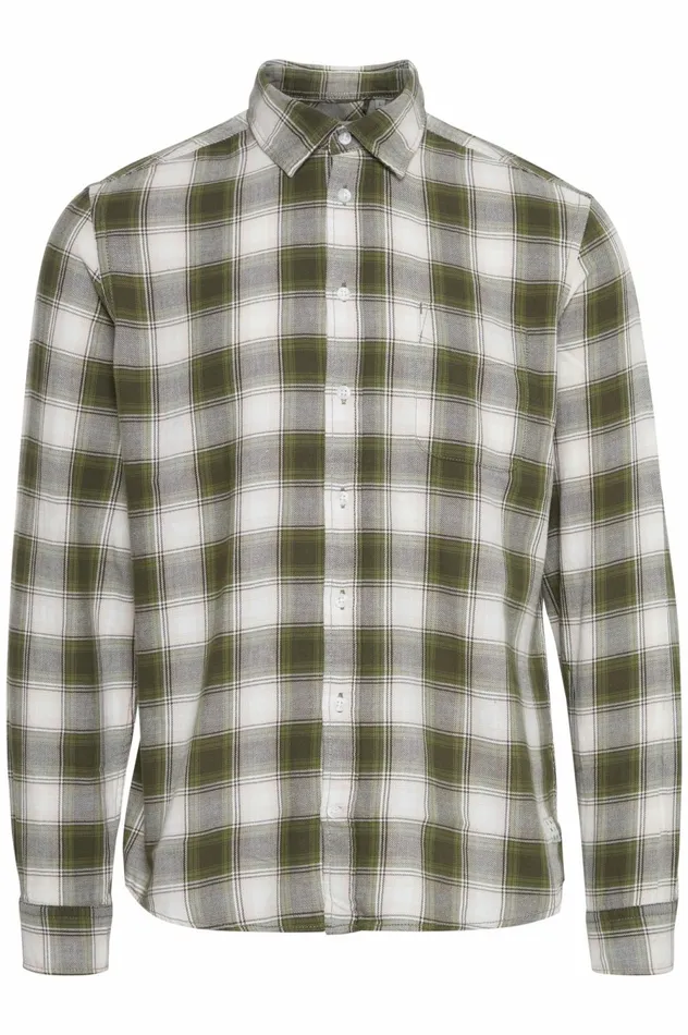 Men Shirts Blend Long Sleeved Shirt Olive Night
