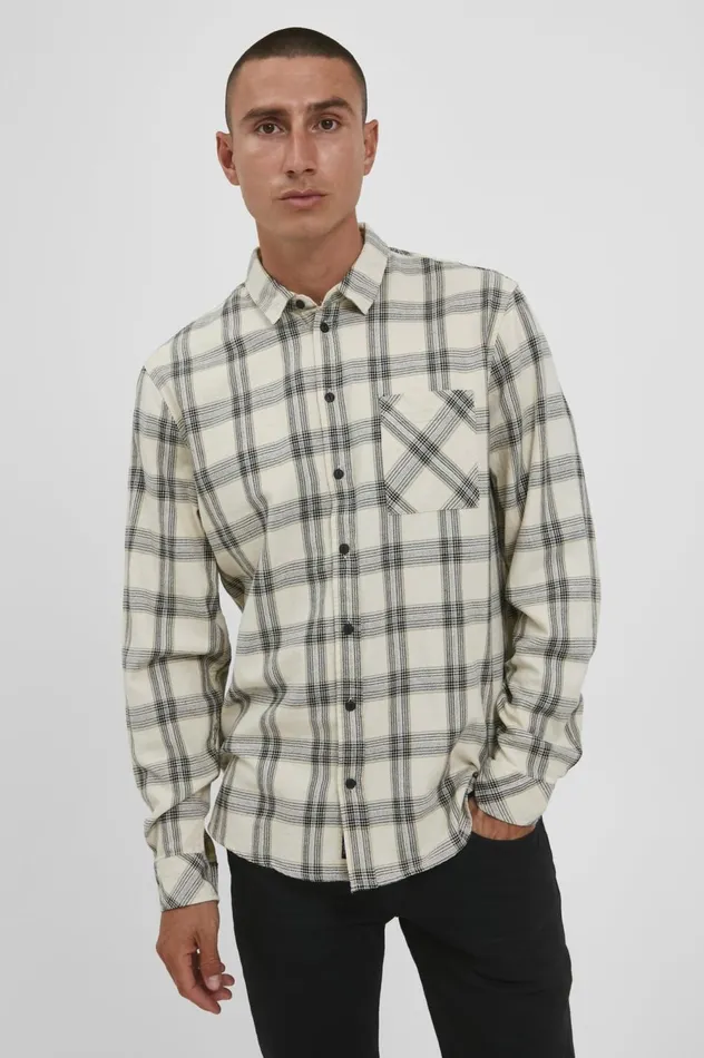 Men Shirts Blend Long Sleeved Shirt Oyster Gray
