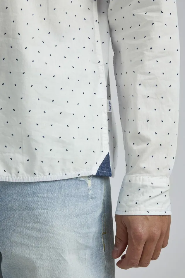 Men Shirts Blend Long Sleeved Shirt Snow White