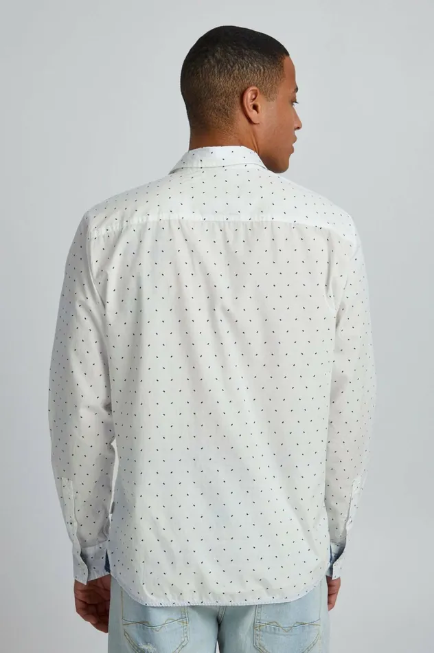 Men Shirts Blend Long Sleeved Shirt Snow White