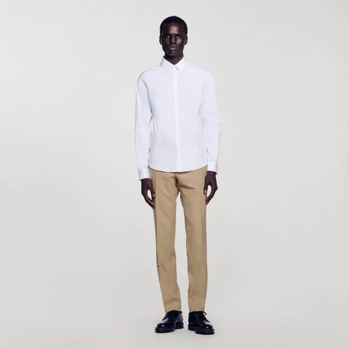 Men Shirts SANDRO Fitted Stretch Cotton Shirt White