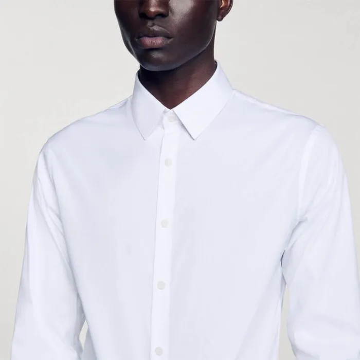 Men Shirts SANDRO Fitted Stretch Cotton Shirt White