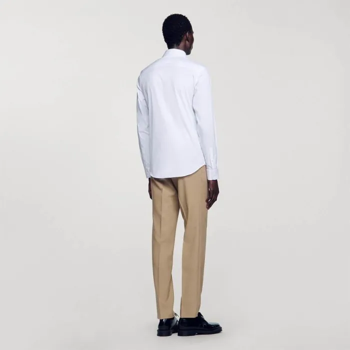 Men Shirts SANDRO Fitted Stretch Cotton Shirt White