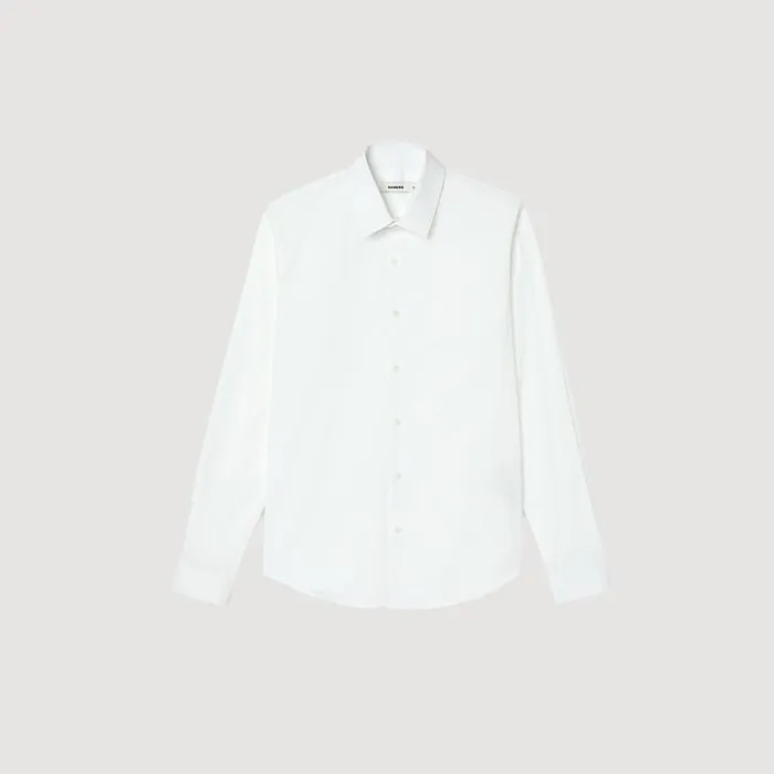 Men Shirts SANDRO Fitted Stretch Cotton Shirt White