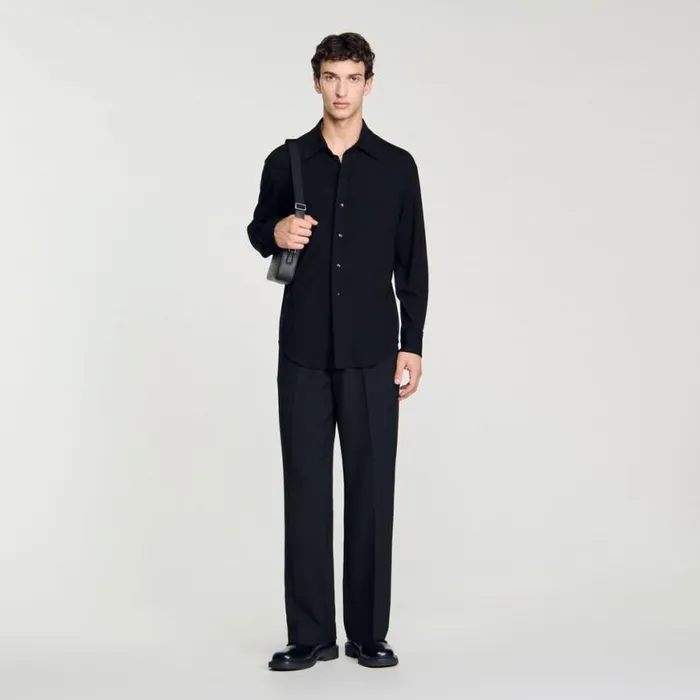 Men Shirts SANDRO Jersey Shirt Black