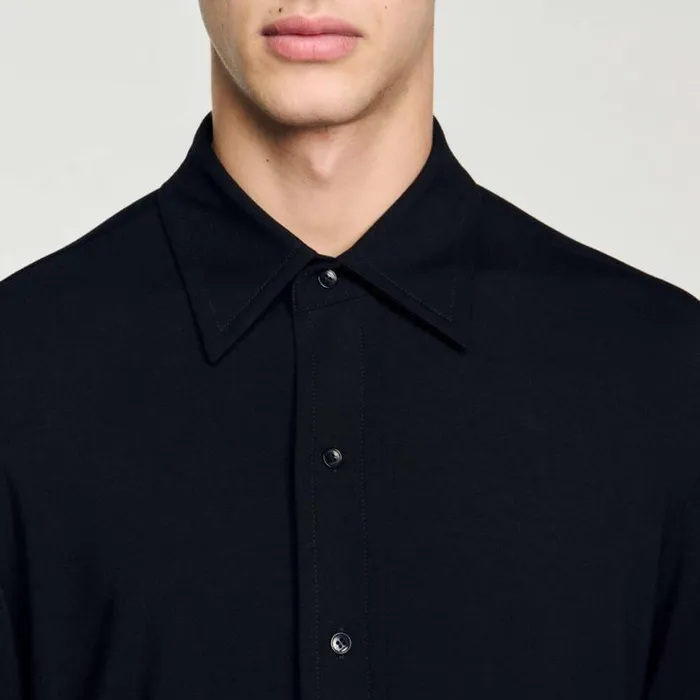 Men Shirts SANDRO Jersey Shirt Black