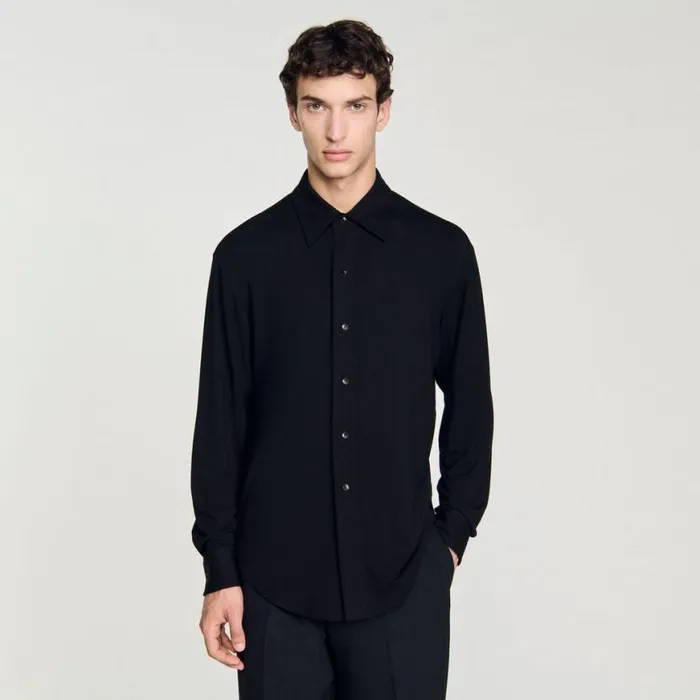 Men Shirts SANDRO Jersey Shirt Black