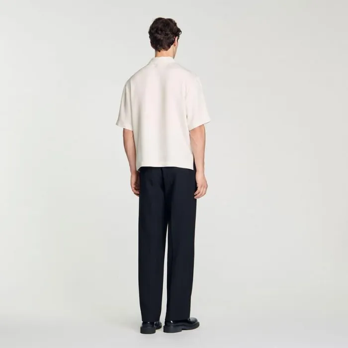 Men Shirts SANDRO Loosefit Shirt With Zipped Collar Ecru