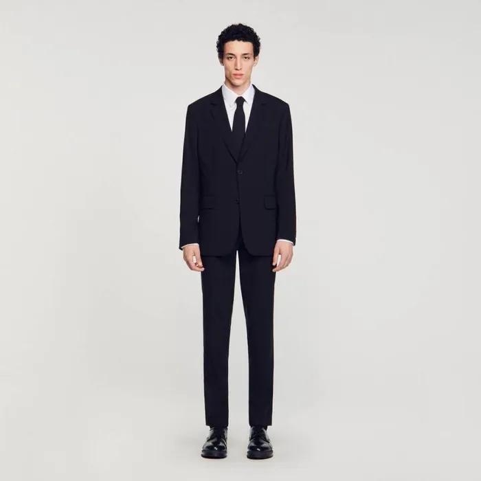 Men Suits and Blazers SANDRO Virgin Wool Suit Jacket Black