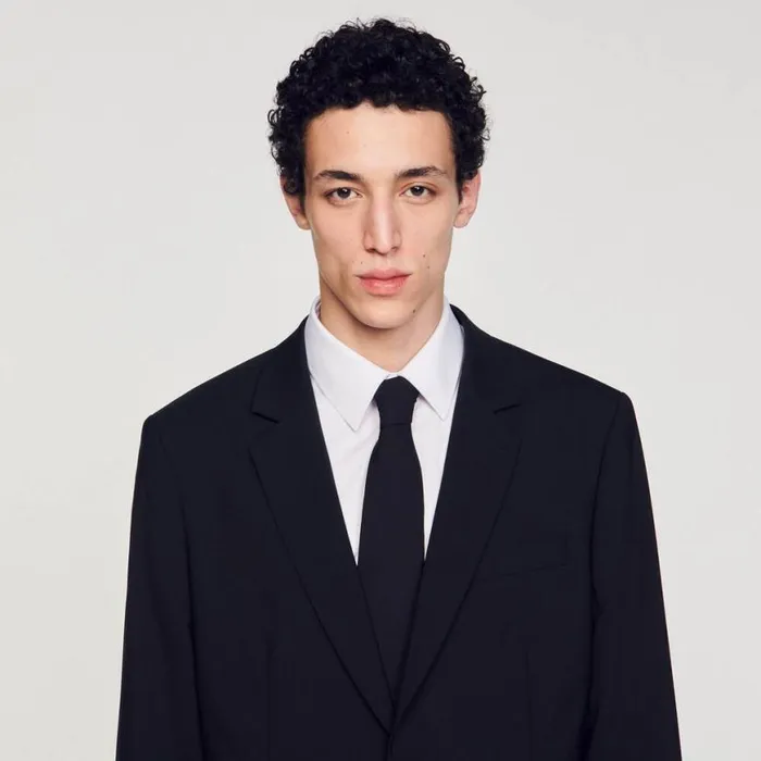 Men Suits and Blazers SANDRO Virgin Wool Suit Jacket Black
