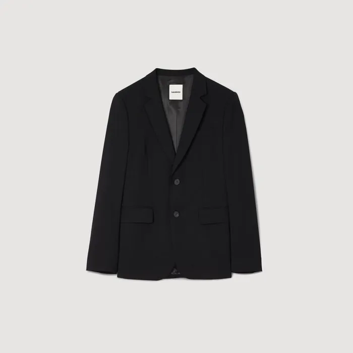 Men Suits and Blazers SANDRO Virgin Wool Suit Jacket Black