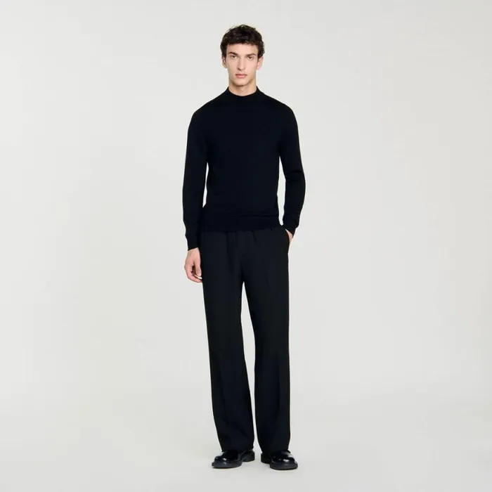 Men Sweaters and Cardigans SANDRO Funnel Neck Sweater Black