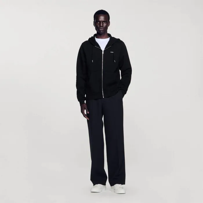 Men Sweatshirts and Hoodies SANDRO Fleece Hoodie Black
