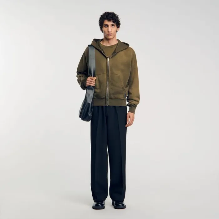 Men Sweatshirts and Hoodies SANDRO Hooded Sweatshirt Olive Green
