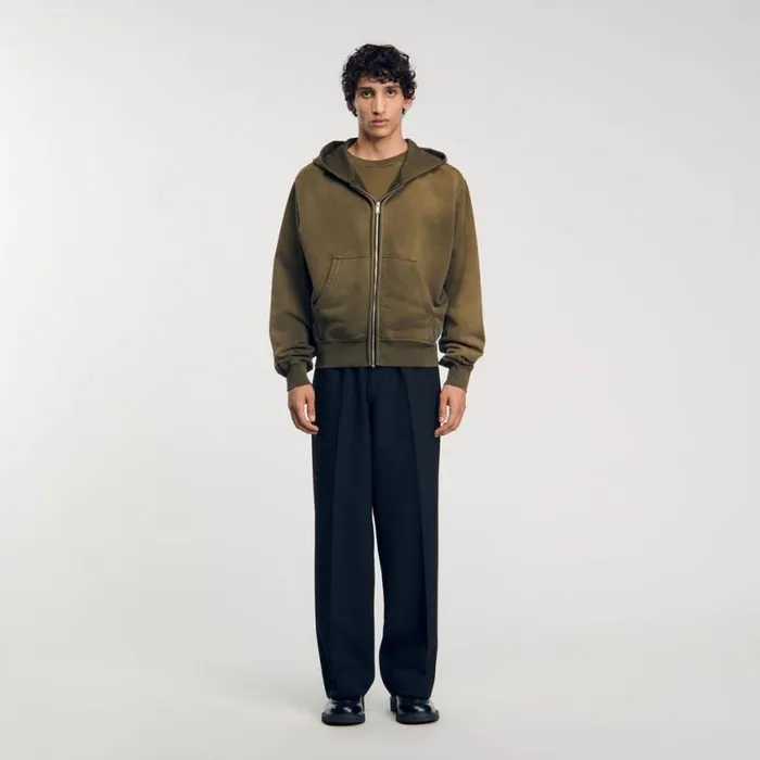 Men Sweatshirts and Hoodies SANDRO Hooded Sweatshirt Olive Green
