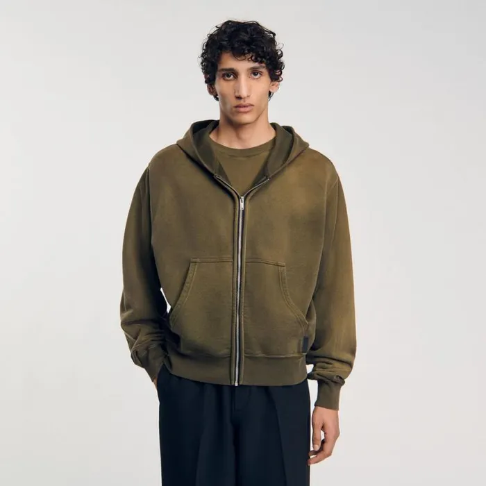 Men Sweatshirts and Hoodies SANDRO Hooded Sweatshirt Olive Green