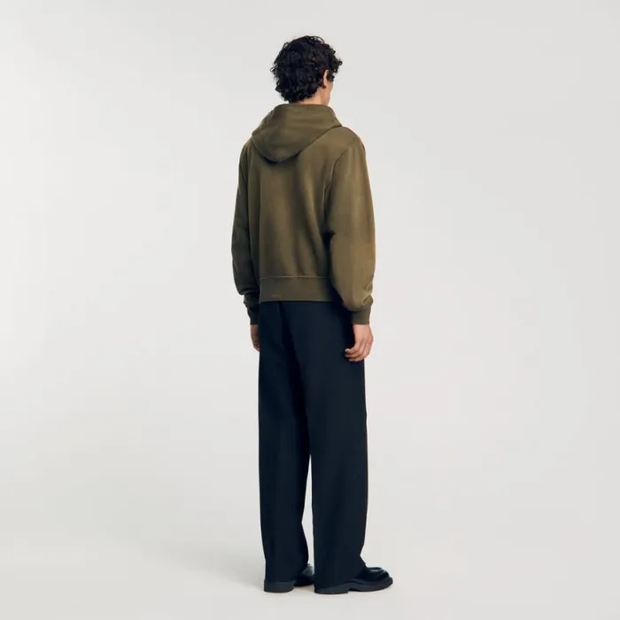 Men Sweatshirts and Hoodies SANDRO Hooded Sweatshirt Olive Green