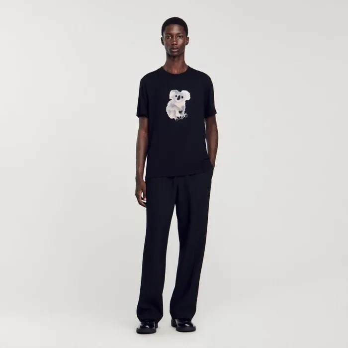 Men Tshirts and Polos SANDRO Wild Animals Tshirt Black