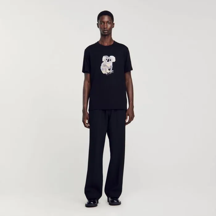 Men Tshirts and Polos SANDRO Wild Animals Tshirt Black