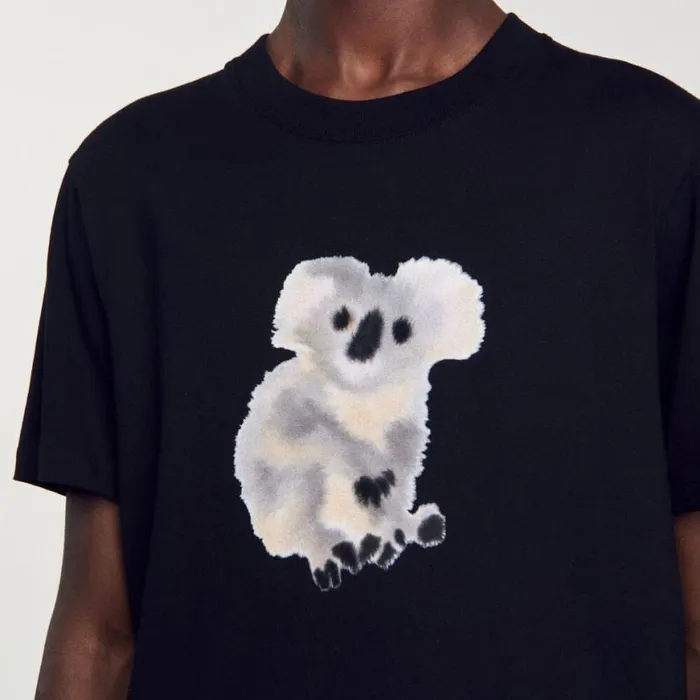 Men Tshirts and Polos SANDRO Wild Animals Tshirt Black
