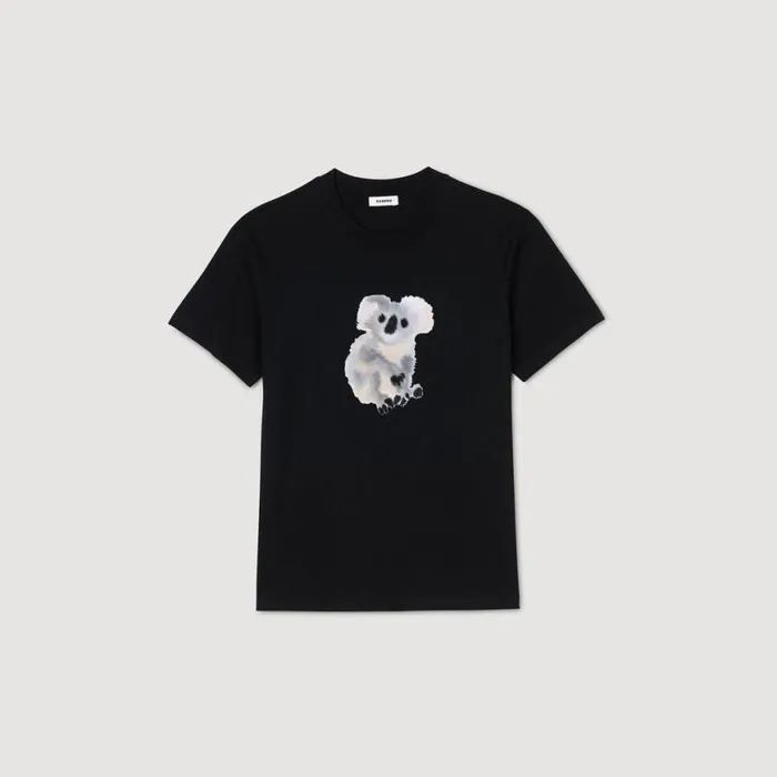 Men Tshirts and Polos SANDRO Wild Animals Tshirt Black